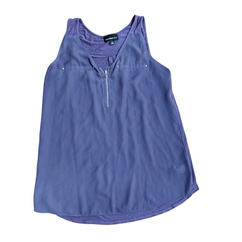 Fortune & Ivy Cute Summer Lightweight Purple Sleeveless‎ Blouse Sz S
